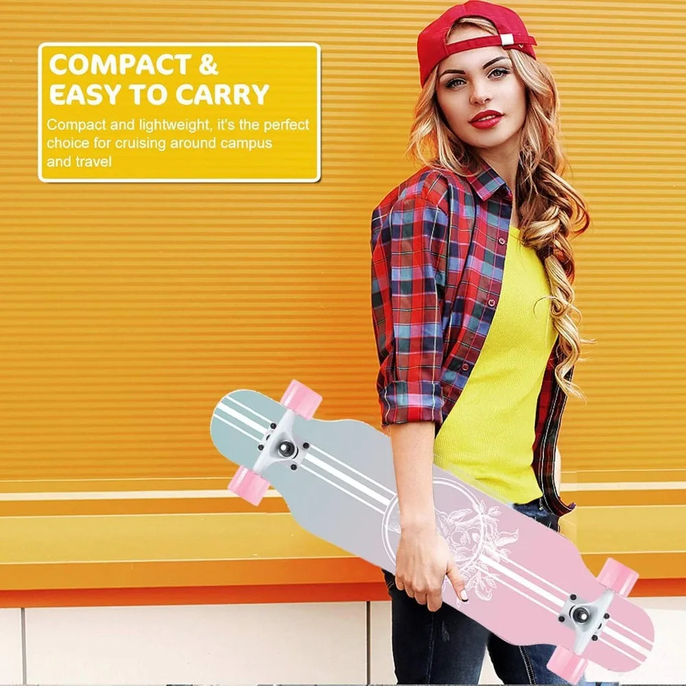 Mini Cruiser Longboard, 31 Inch Small Size Wide Wheel Skateboard, Beginner Stable & Easy-to-Control Skateboard, Suitable for Par