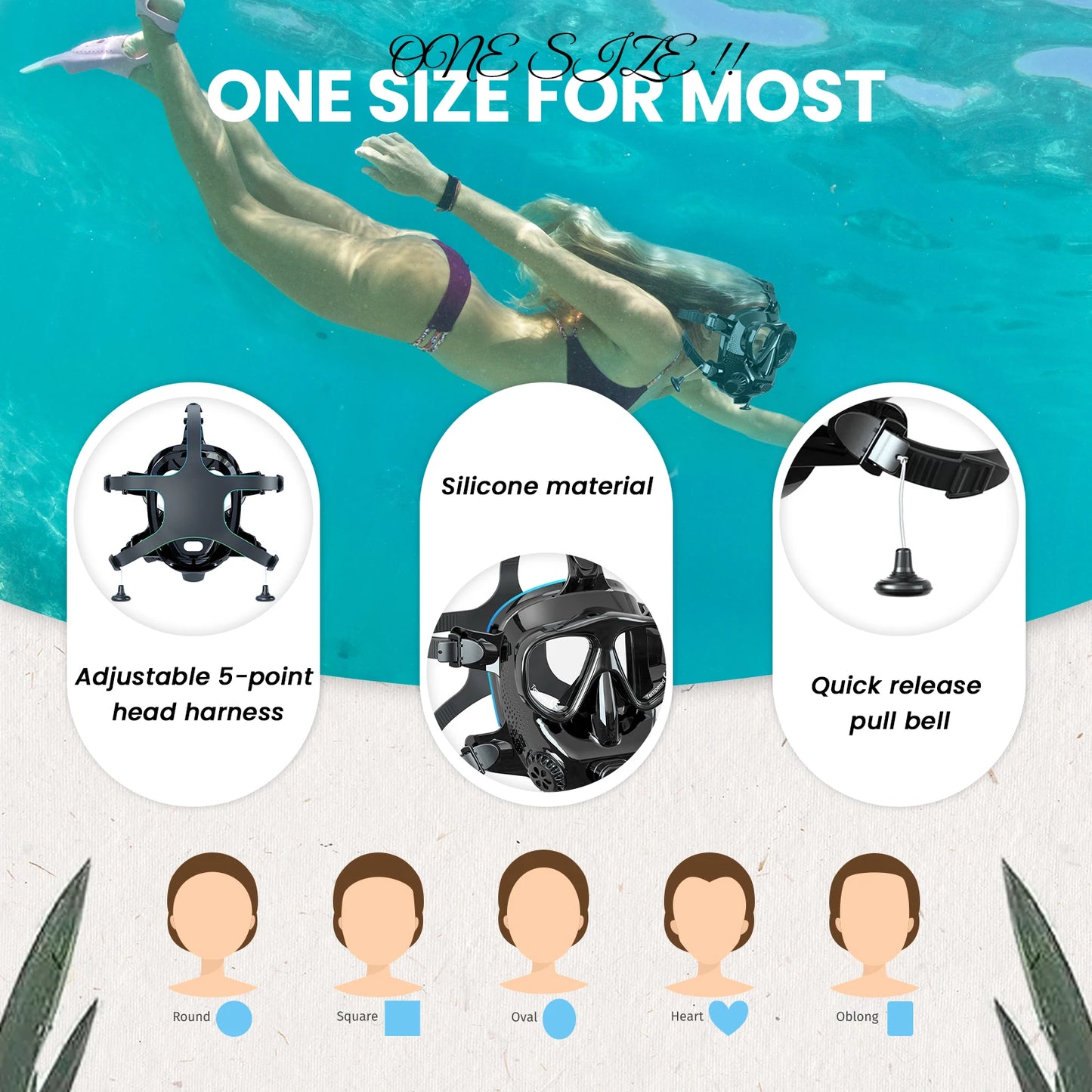 TUDIVING Full Face Diving Mask With Camera Mount