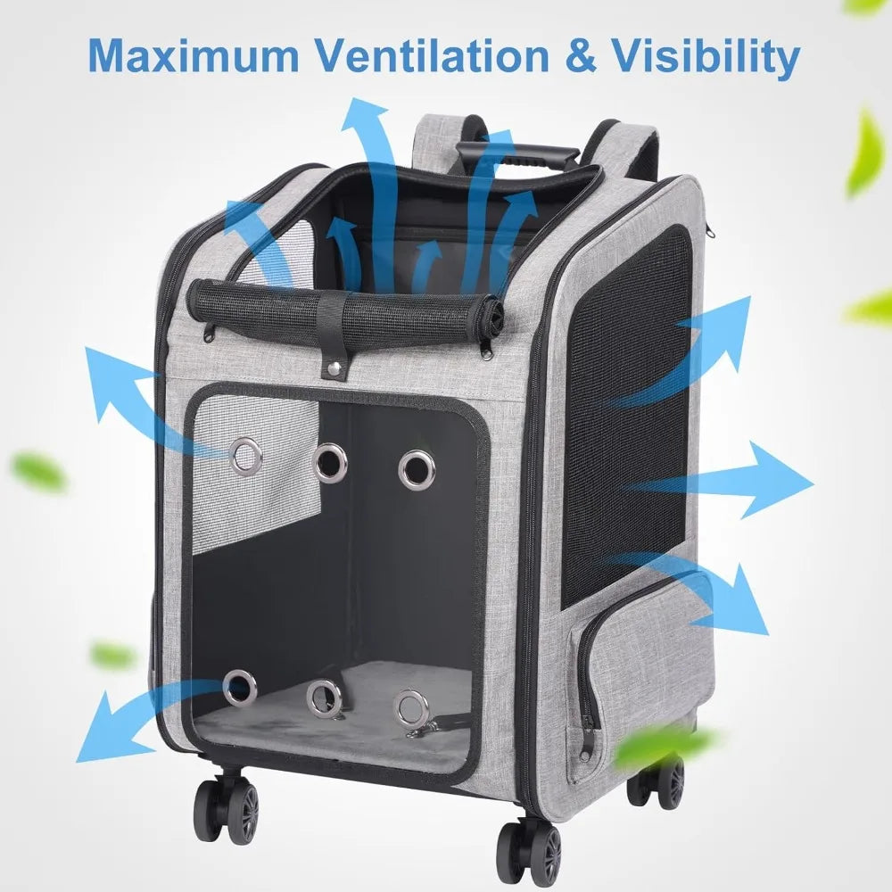Pet Carrier Backpack With Wheels For Small Animals