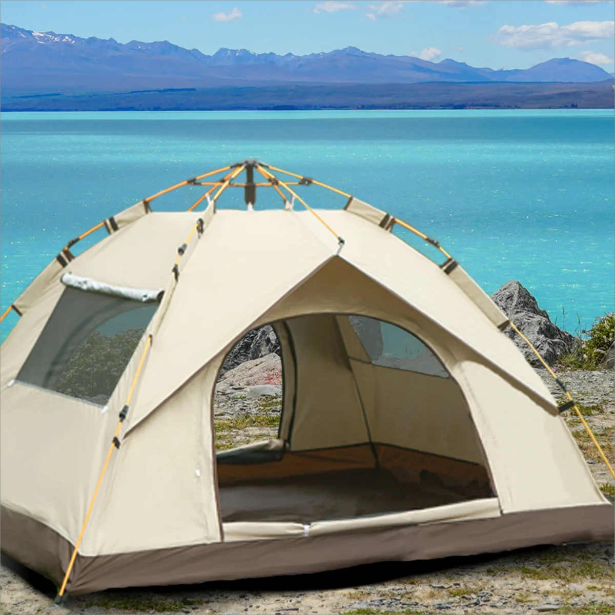 Pakicetus Outdoor Automatic Pop Up Camping Tent With Dual Doors And Windows