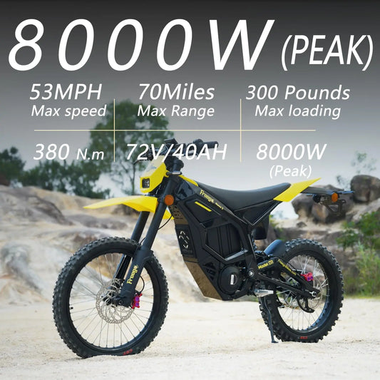 Freego 8000W Electric Dirt Bike Mid Drive Off Road Ebike