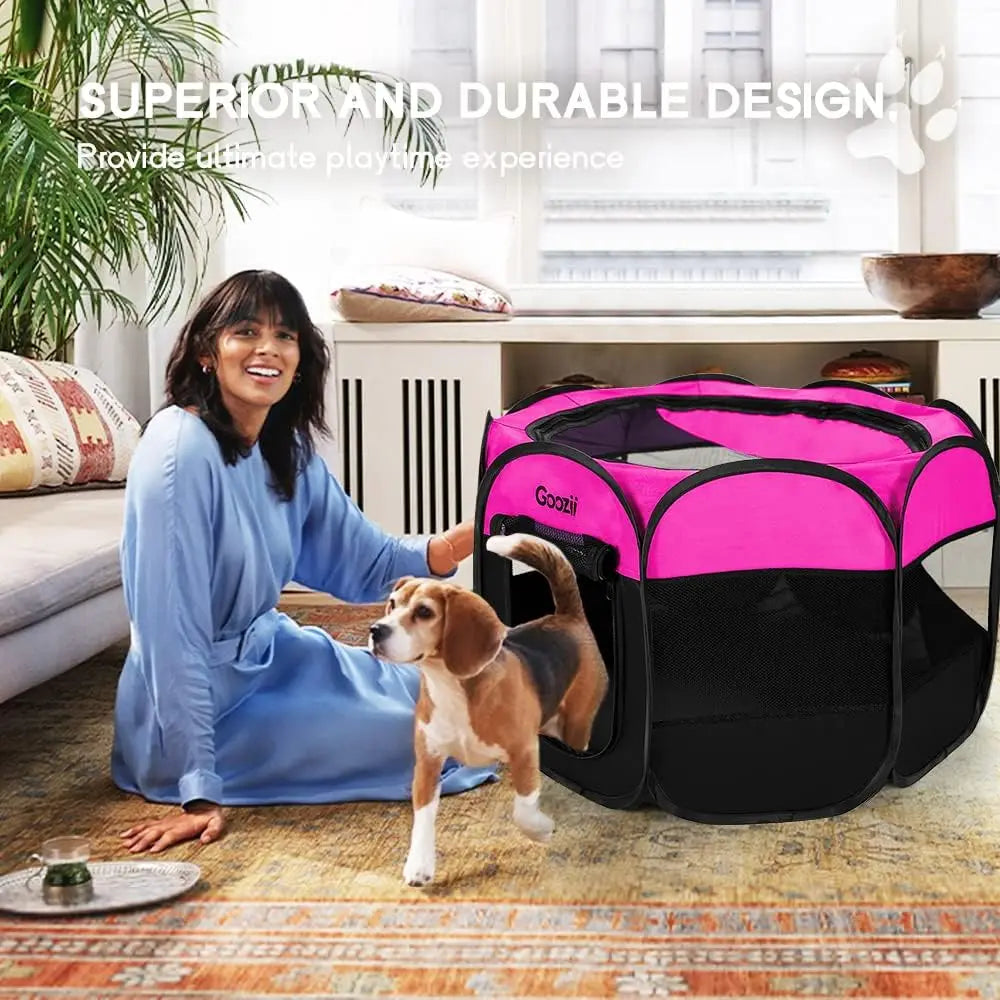 Foldable Pet Playpen Tent With Cover For Cats And Dogs