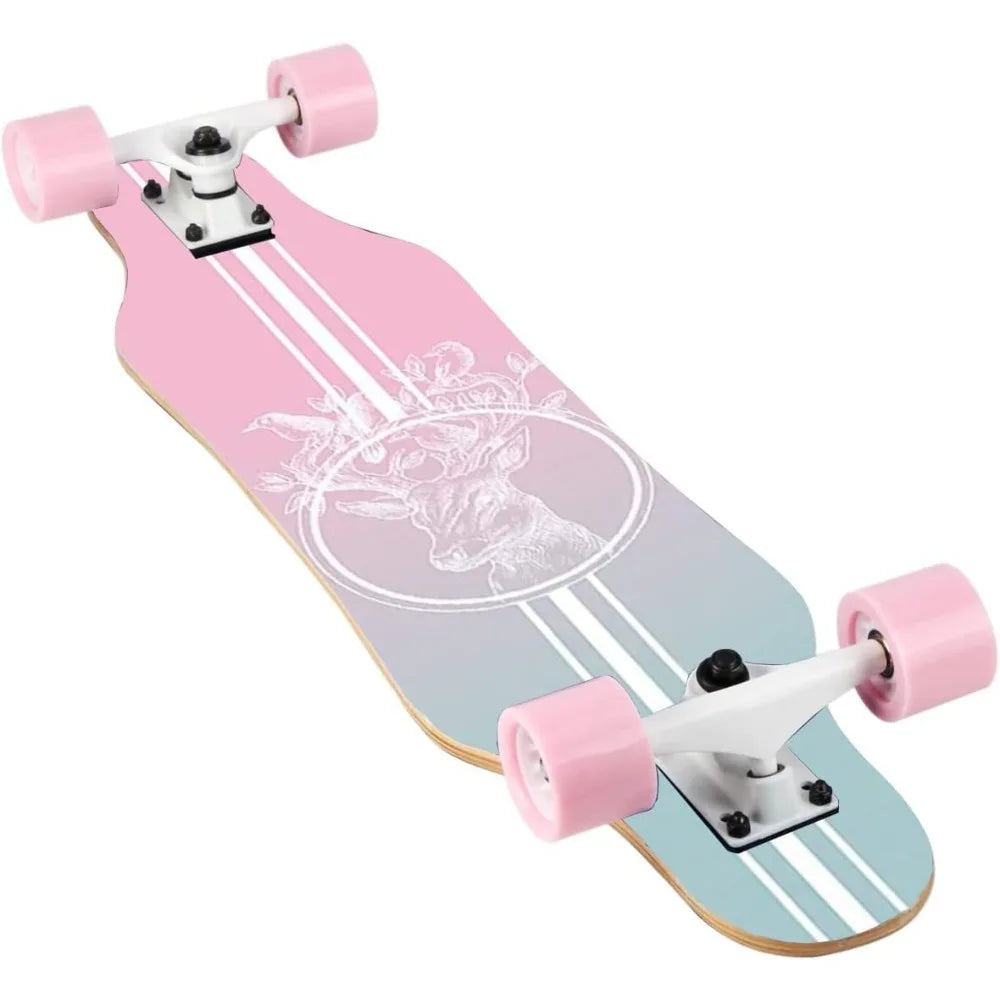 Mini Cruiser Longboard, 31 Inch Small Size Wide Wheel Skateboard, Beginner Stable & Easy-to-Control Skateboard, Suitable for Par