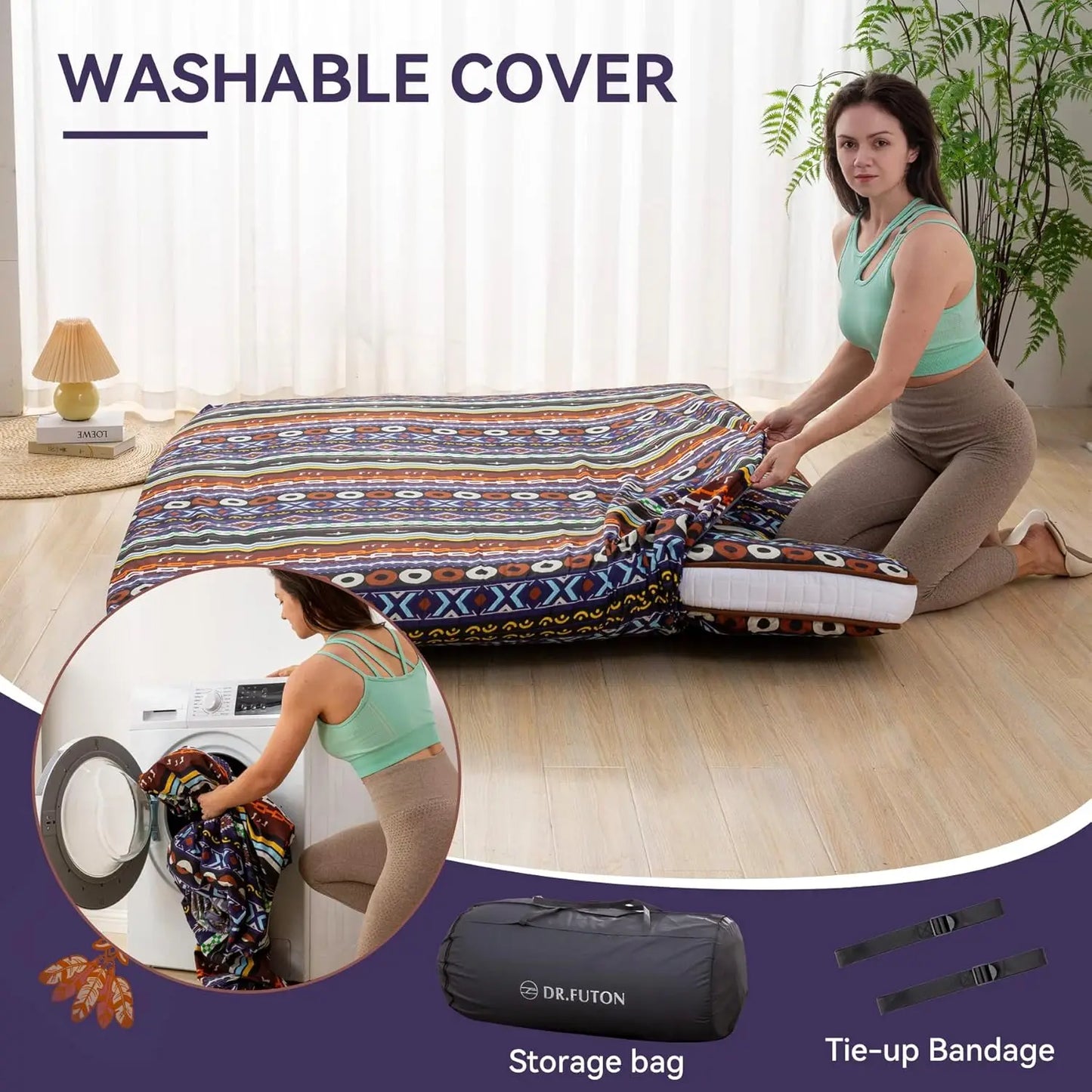 Extra Thick Japanese Floor Futon Mattress Roll-Up For Travel