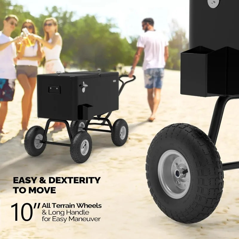 YTYIN Wagon Rolling Cooler With Long Handle And Wheels