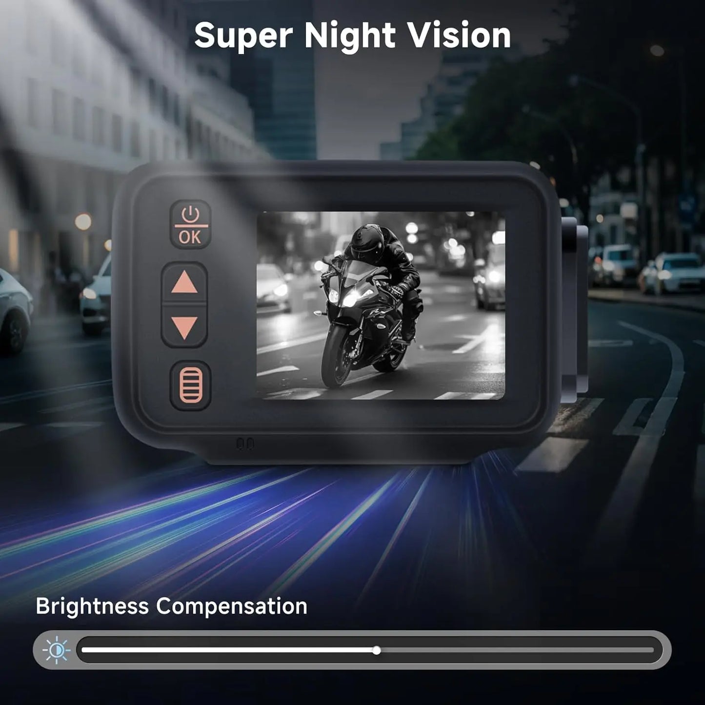 XMSJ Motorcycle Dash Cam Dual Lens 1080P GPS Display Waterproof