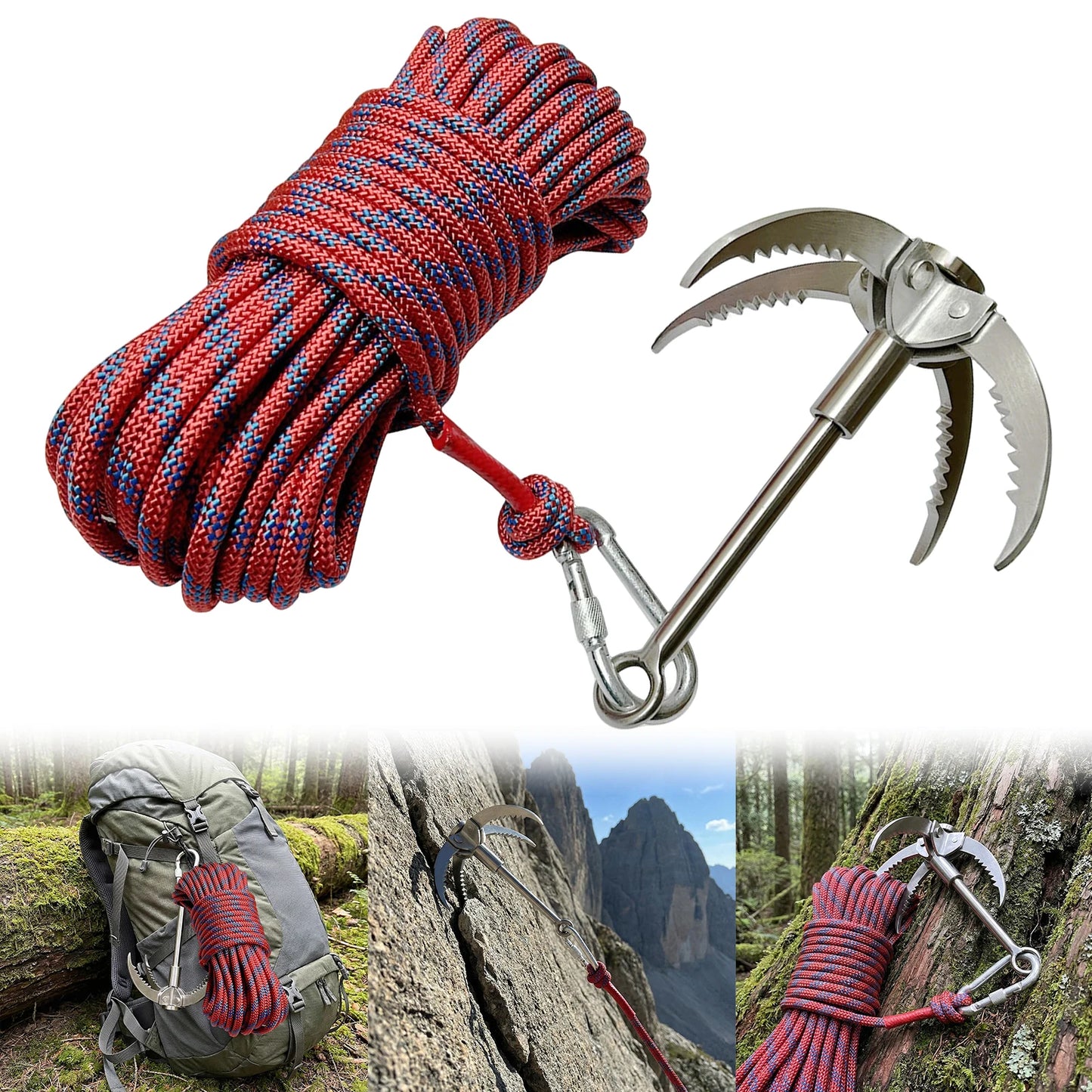 Embirry Outdoor Grappling Hook Anti Slip Survival Climbing Tool