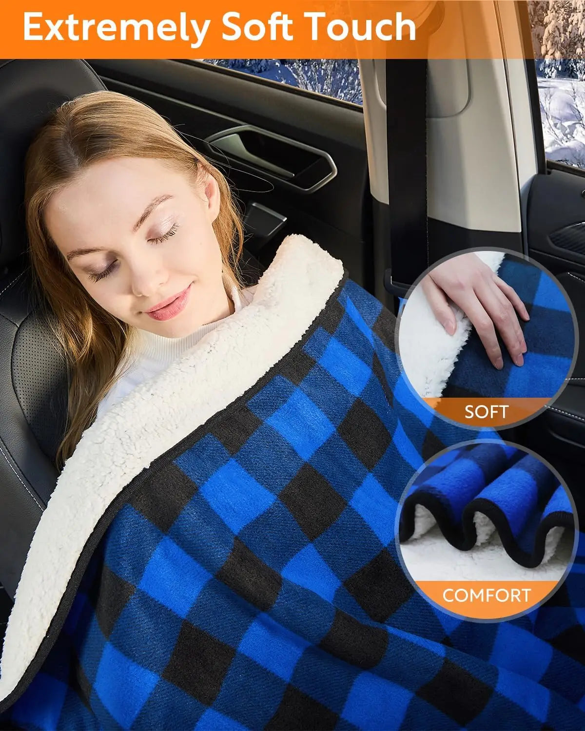 XMSJ 12V Heated Car Blanket With Temperature Controller