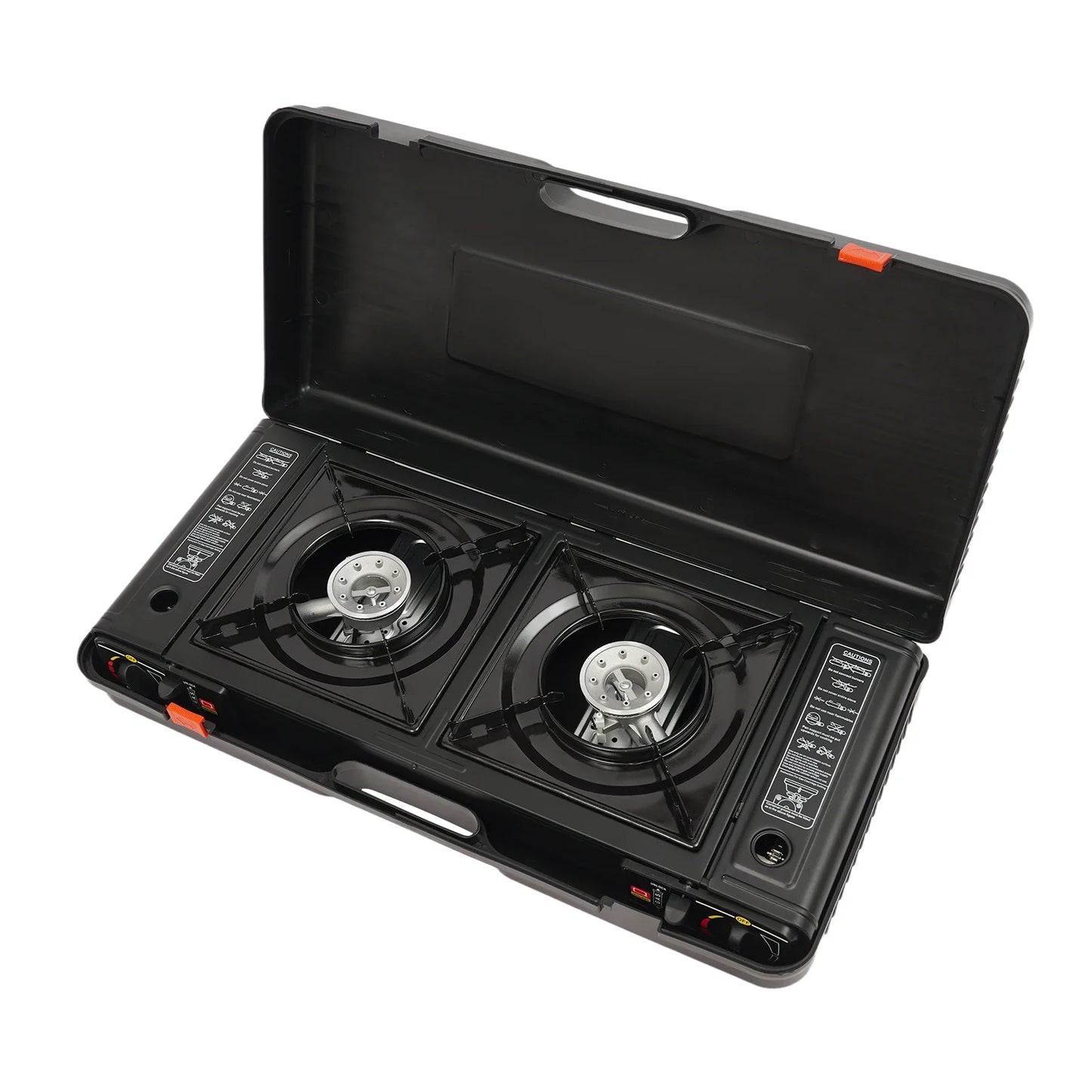 Portable Dual-Burner Camping Stove With Carrying Case 2500W Per Burner