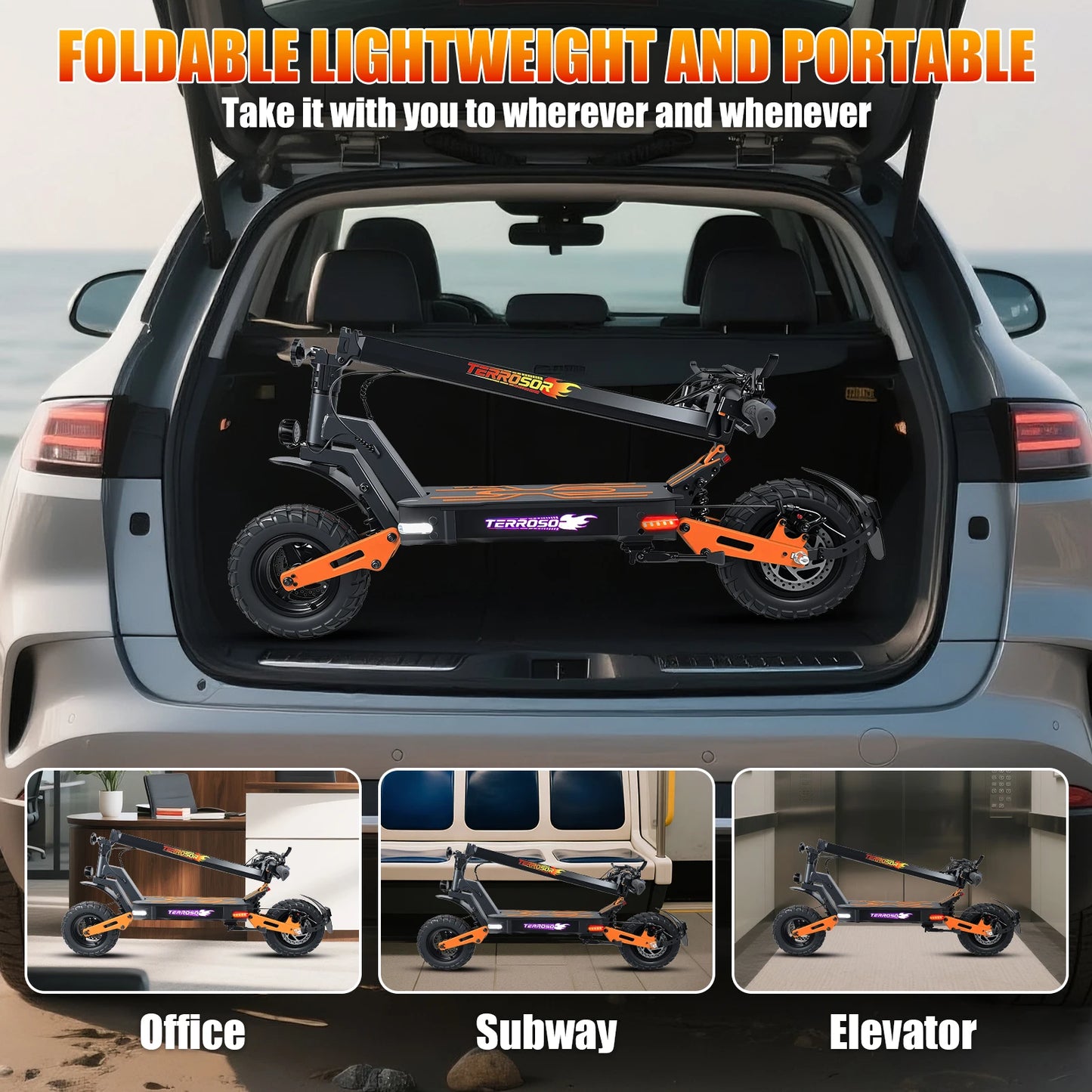 Electric Folding Scooter for Adults 1200W Motor Up To 40 MPH 30 Mile Range