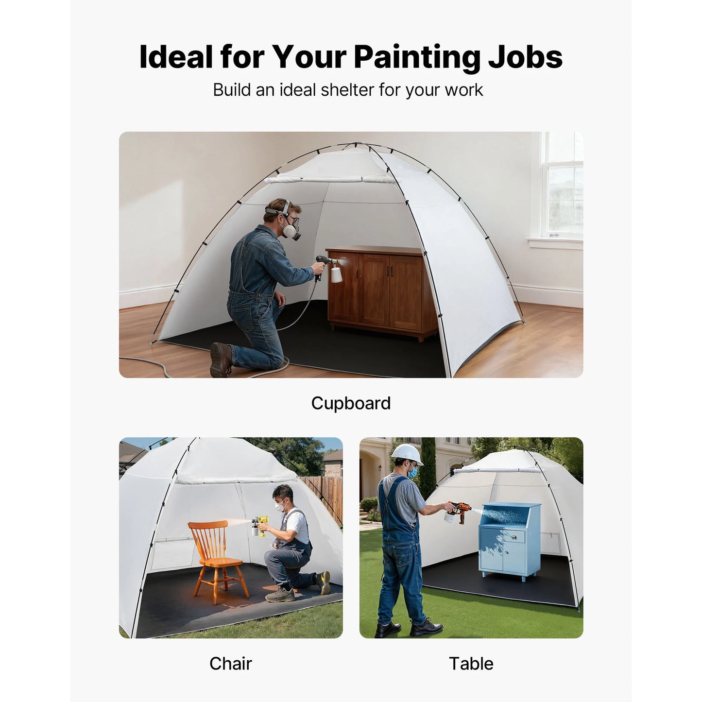 SucceBuy Portable Paint Booth Tent With Built In Floor And Oxford Fabric