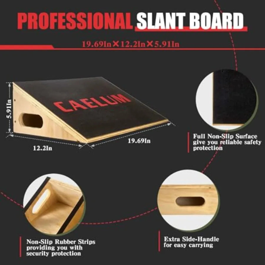 Caelum Slant Board For Squats Non-Slip Wooden Incline Board