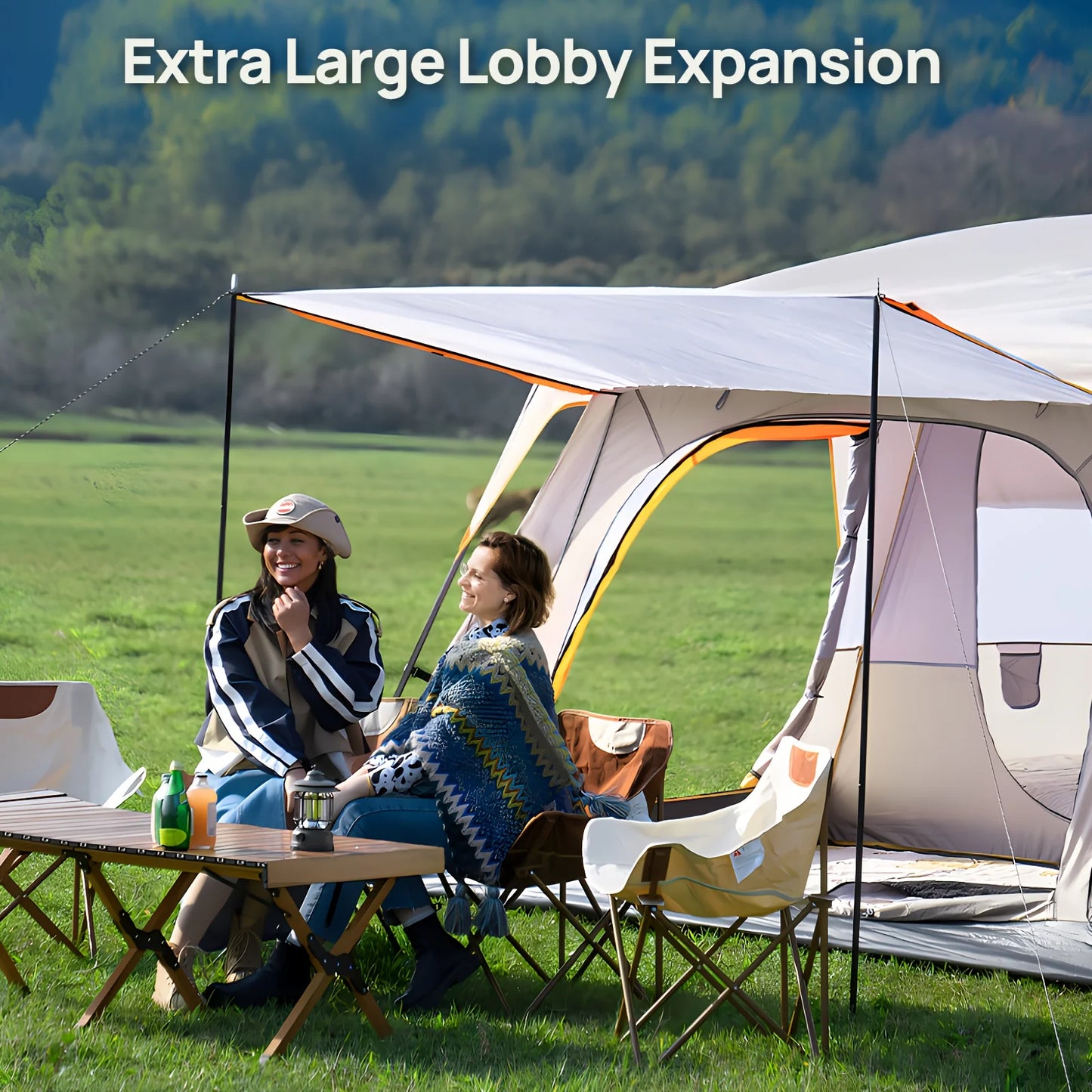 3-6 Person Camp Tent With Sunscreen And Mosquito Protection