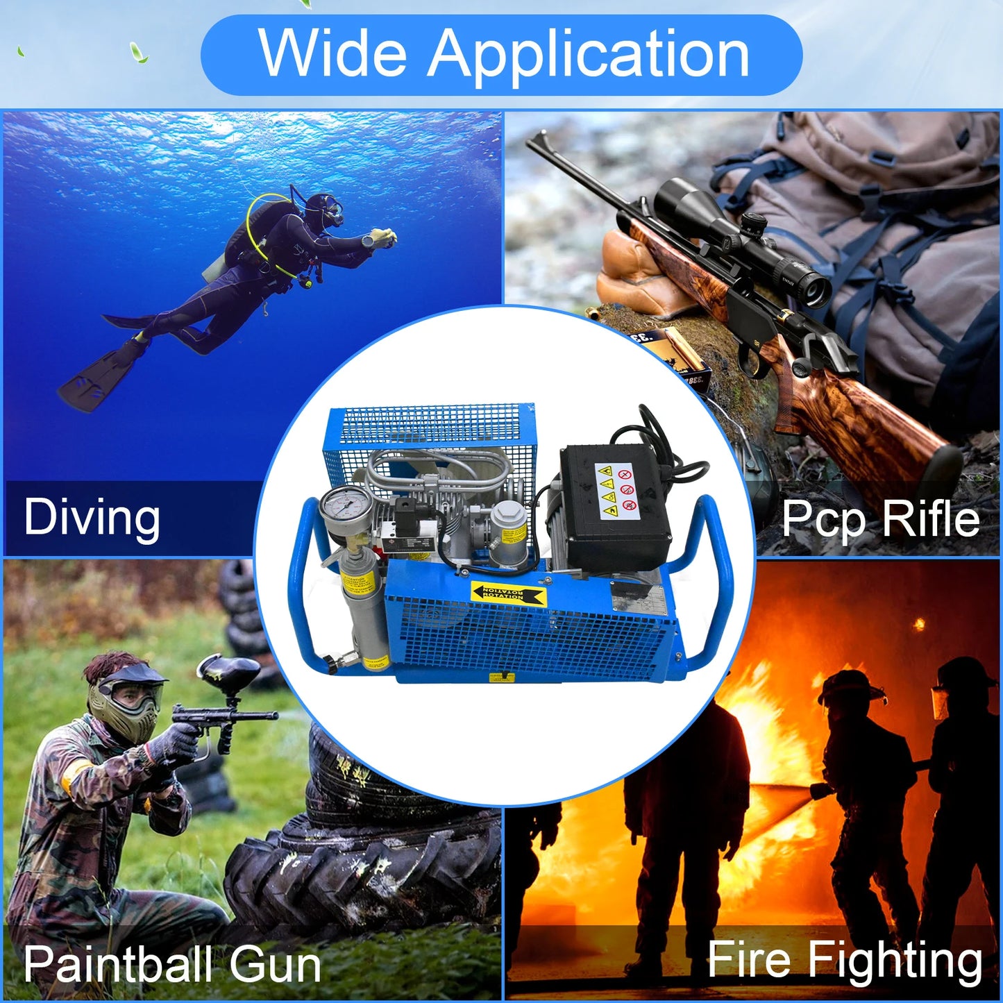 TUDIVING 4500 PSI High Pressure Diving Compressor With Automatic Shutdown