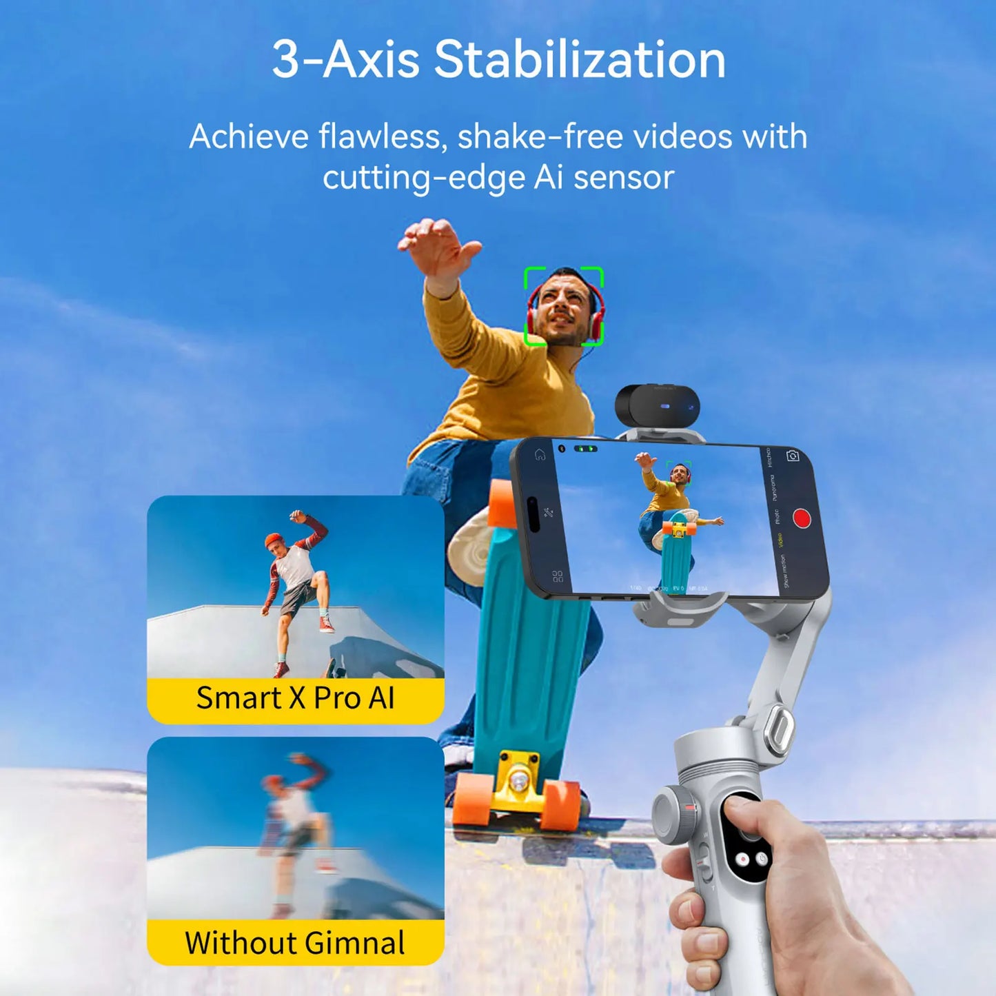 AOCHUAN Smart XPro AI 3 Axis Gimbal Stabilizer For iPhone