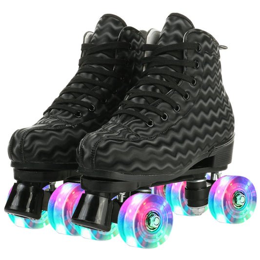 Adult Double Row Roller Skates 4PCS Light Up Quad Roller Skate Wheels Beginner Outdoor Skating Training Sneakers 37-45
