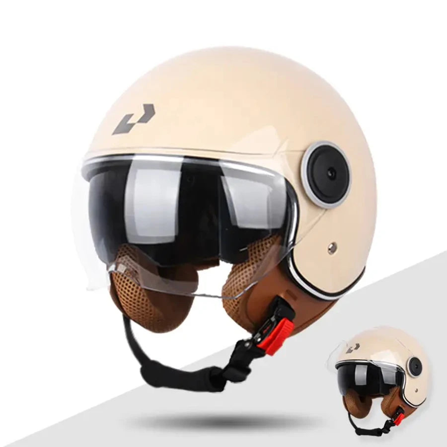 UCHOOSE Unisex Motorcycle Half Helmet With Dual Lens Visor