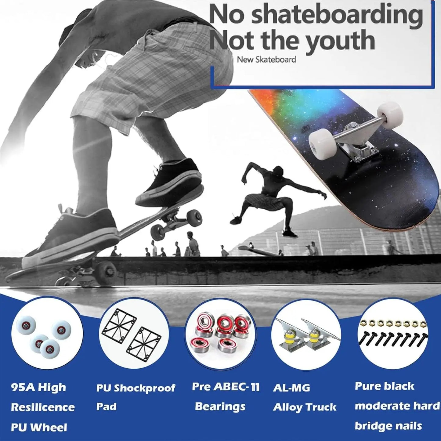 Beginner Skateboard With Maple Deck Double Kick Concave