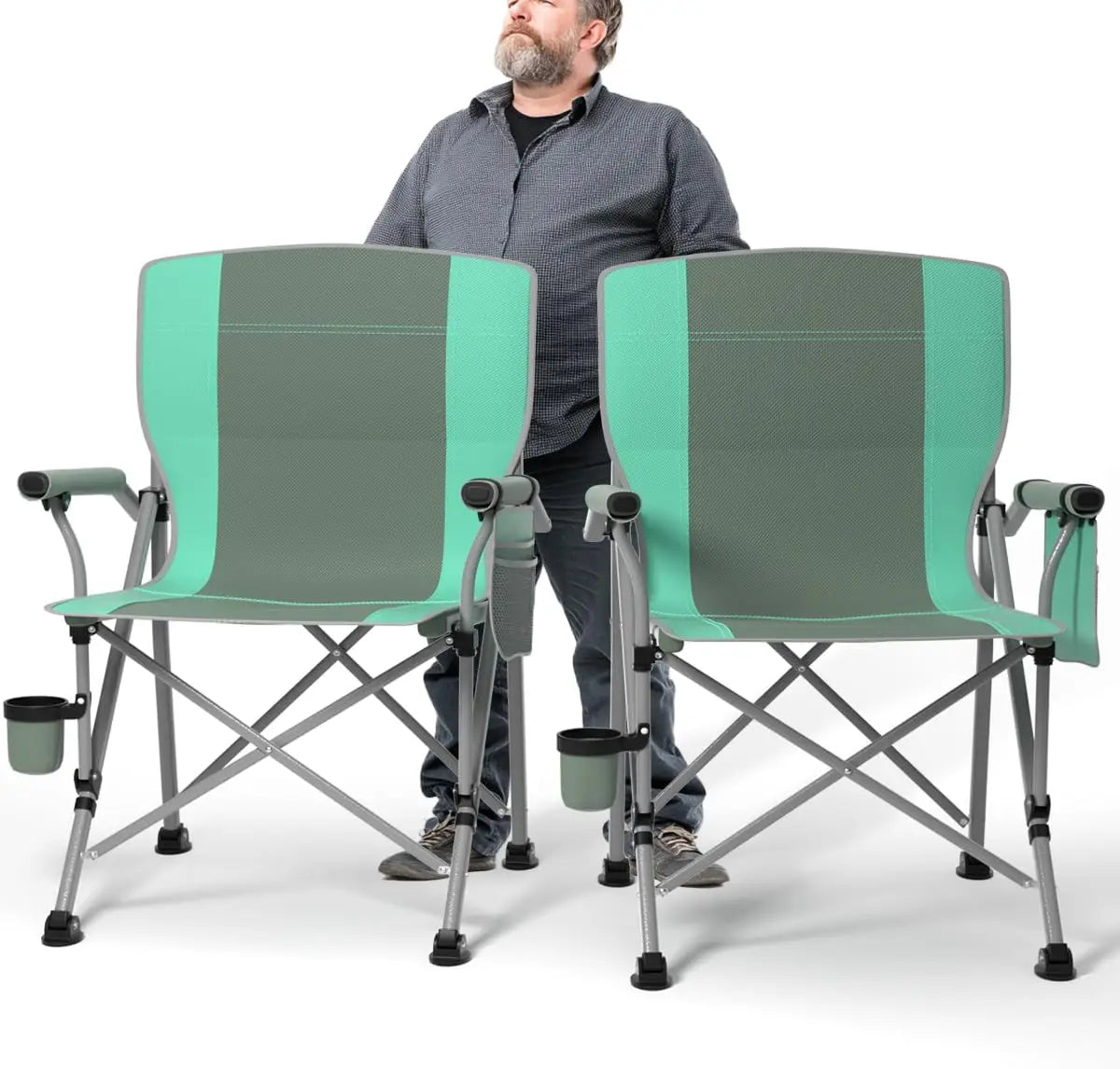 Heavy Duty Folding Camping Chair For Adults With Side Pockets