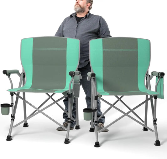 Heavy Duty Folding Camping Chair For Adults With Side Pockets