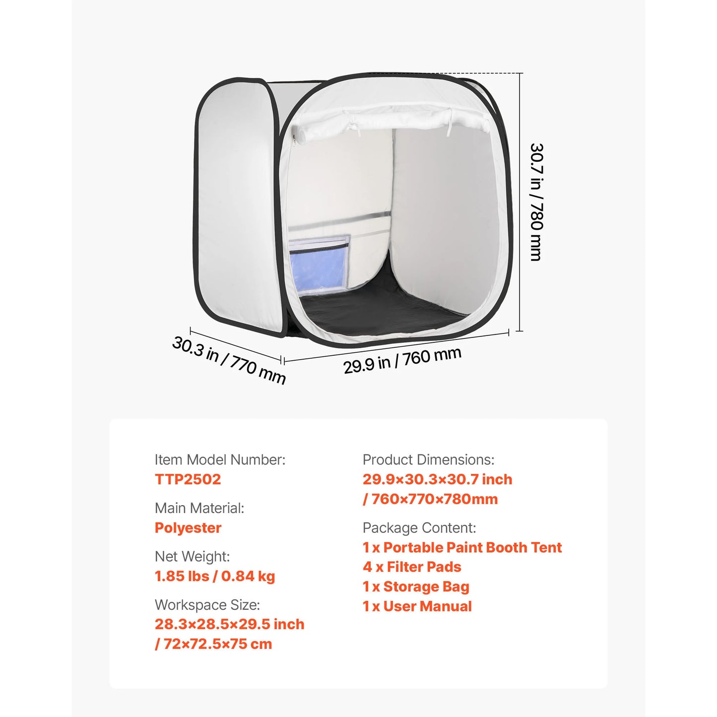SucceBuy Portable Paint Booth Tent With Built In Floor And Oxford Fabric