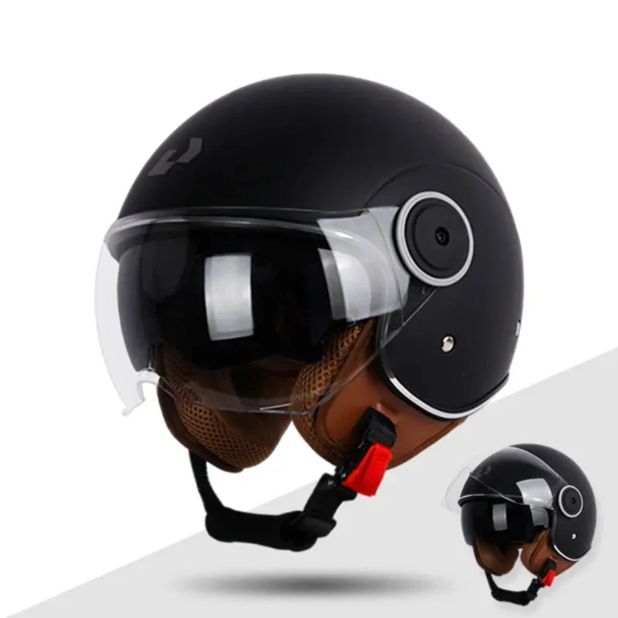UCHOOSE Unisex Motorcycle Half Helmet With Dual Lens Visor