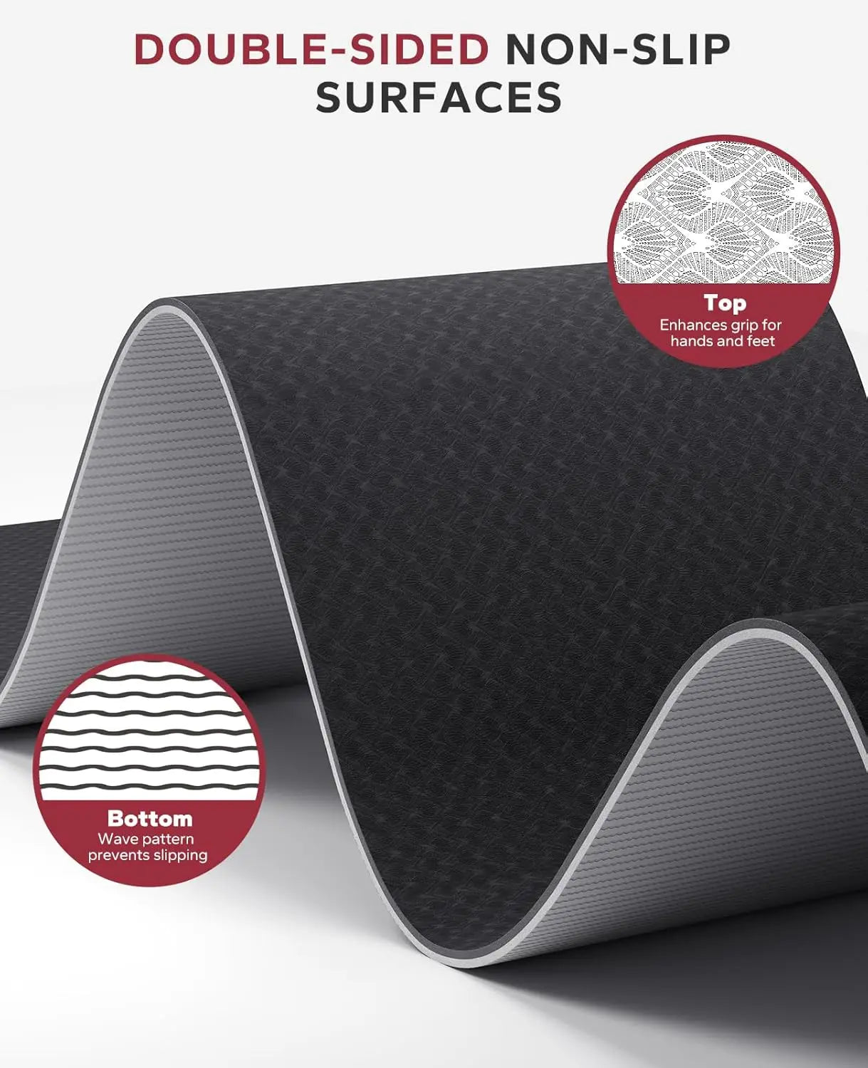 Extra Wide Non Slip Yoga Mat With Resistance Bands