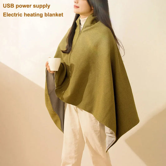 NONECN Wearable USB Heated Blanket Shawl With Three Heating Levels