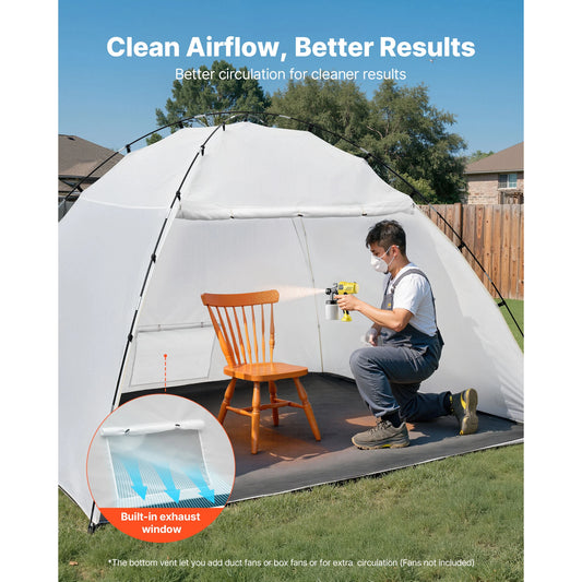 SucceBuy Portable Paint Booth Tent With Built In Floor And Oxford Fabric