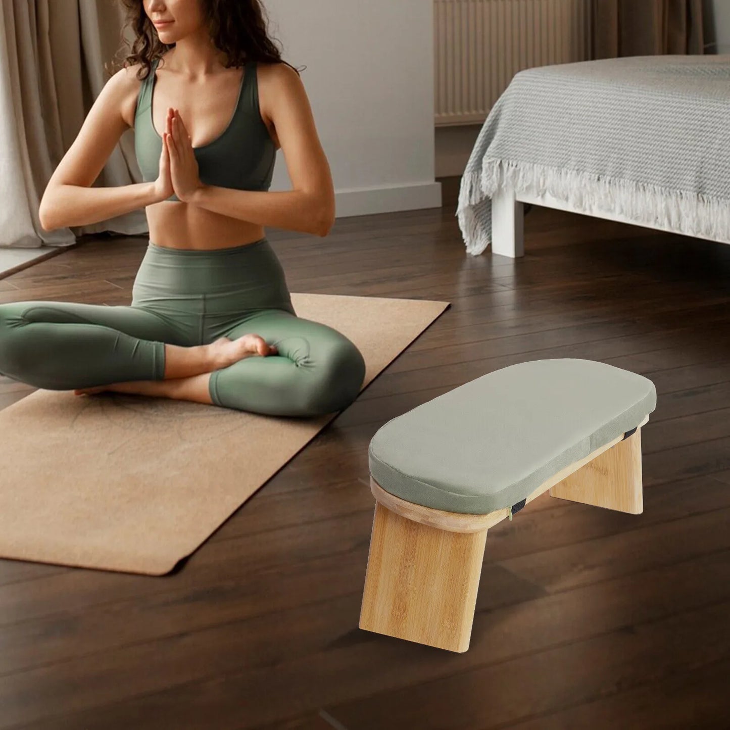 Foldable Ergonomic Meditation Bench For Kneeling Yoga And Prayer