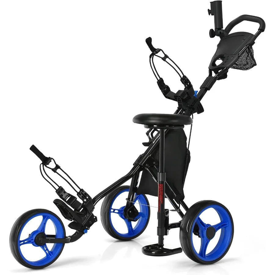 Foldable Golf Push Cart With Sturdy Steel Frame