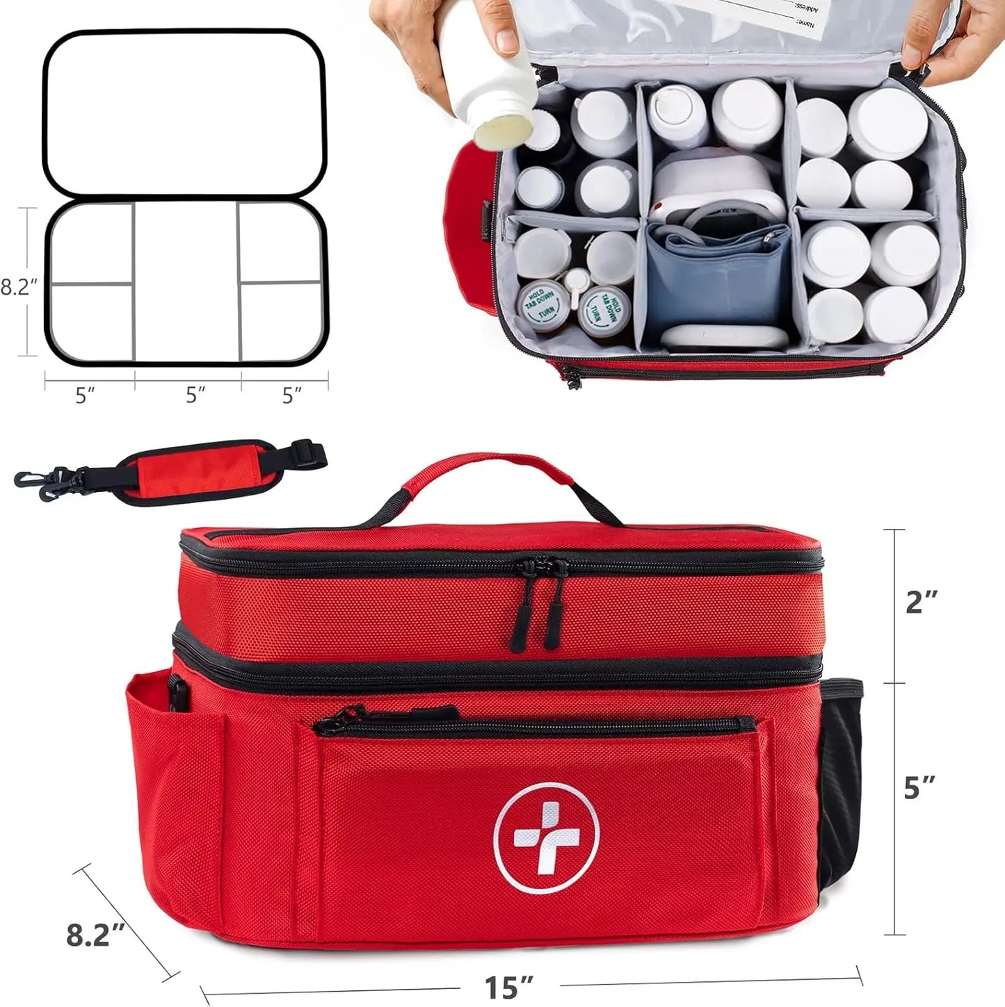 Travel Medicine Organizer Bag Water Resistant Pill Storage Case