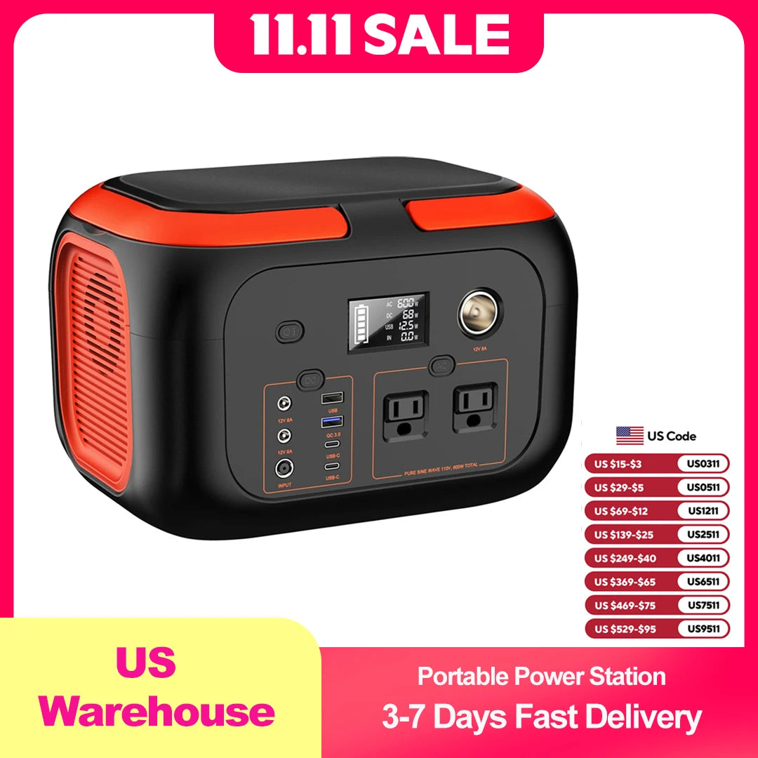 SinKeu Portable Power Station 600W 296Wh Backup Battery Pack