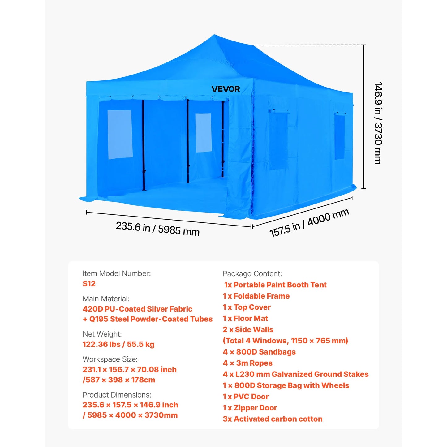 SucceBuy Portable Paint Booth Tent With Built In Floor And Oxford Fabric