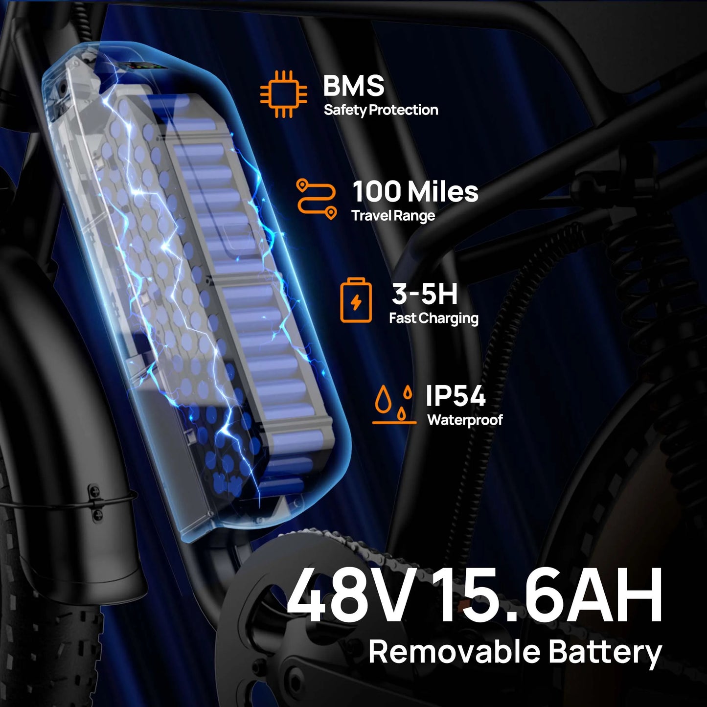 URLIFE Peak 1500W Electric Mountain Bike Removable Battery