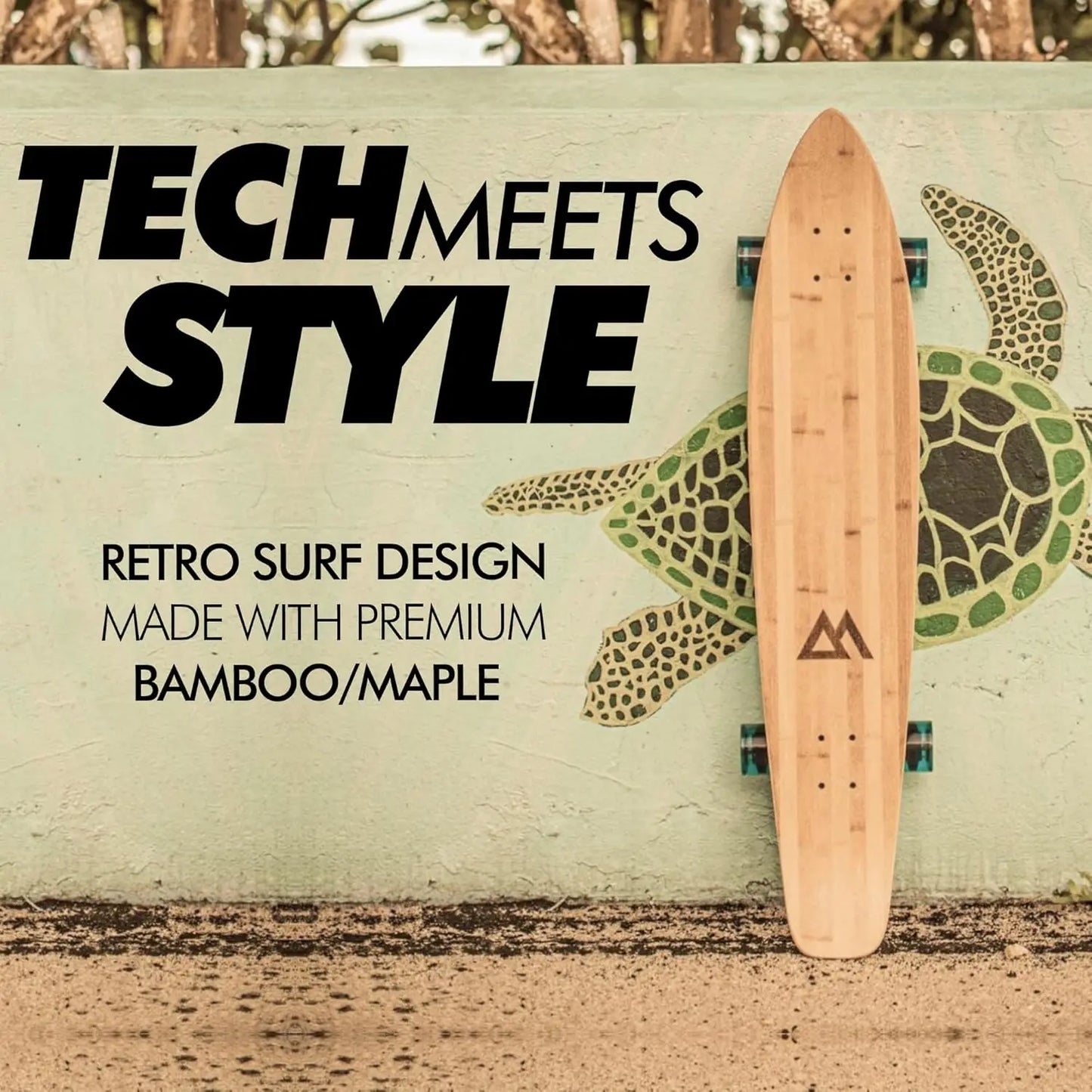Longboard Skateboard - Bamboo & Canadian Maple Deck - Ideal for Commuting, Cruising, Carving, Downhill Riding -