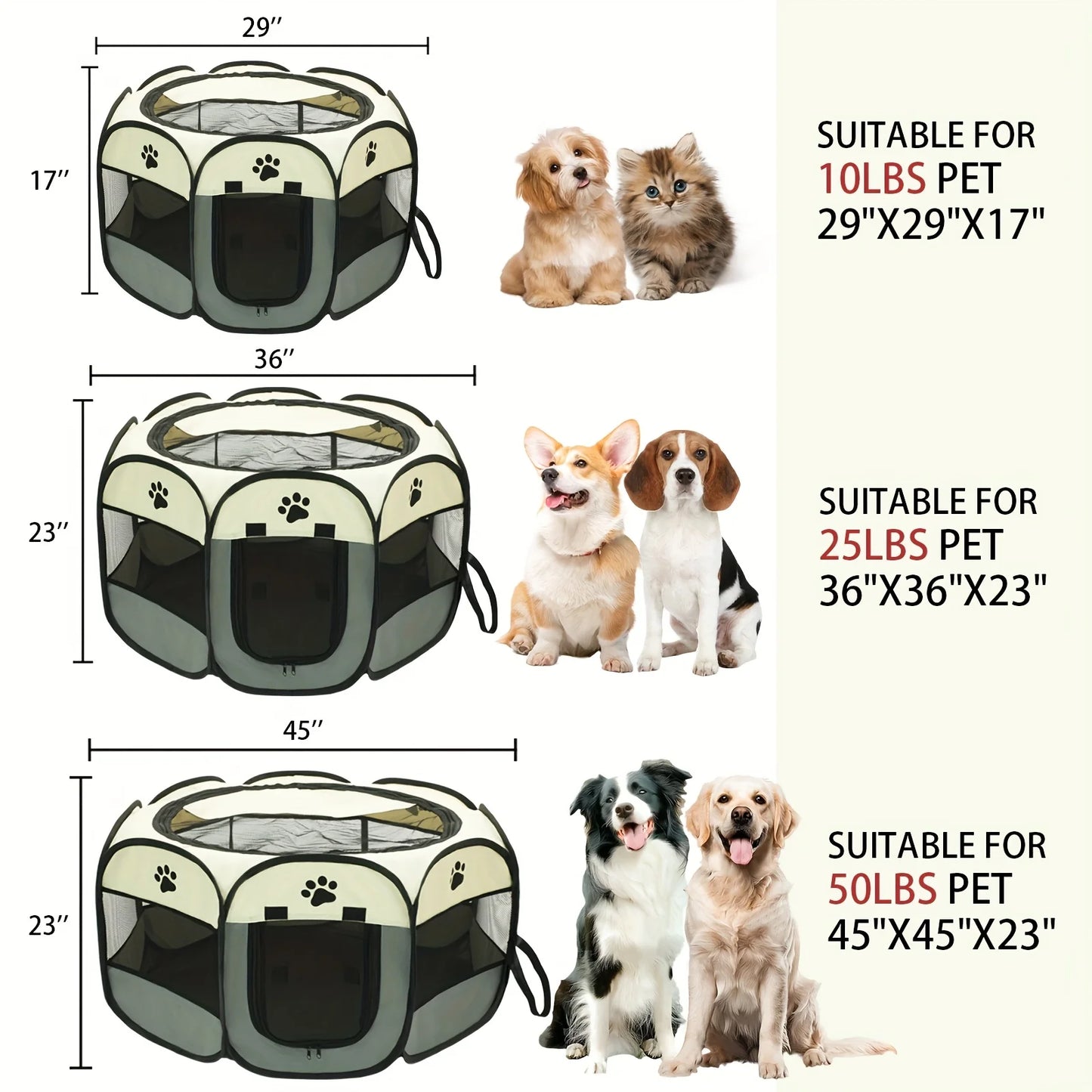 NIUBYA Premium Indoor Outdoor Foldable Octagonal Pet Playpen