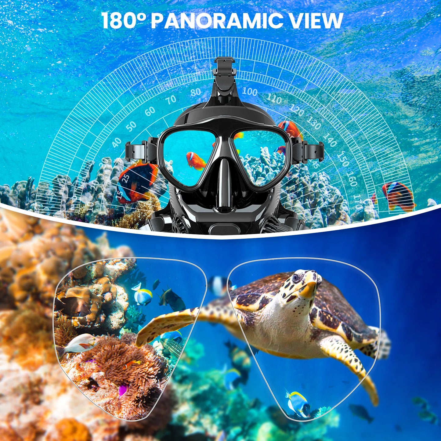 TUDIVING Full Face Diving Mask With Camera Mount