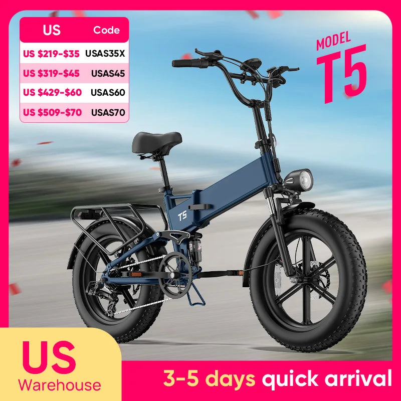 URLIFE Peak 1500W Foldable Electric Mountain Bike Removable Battery