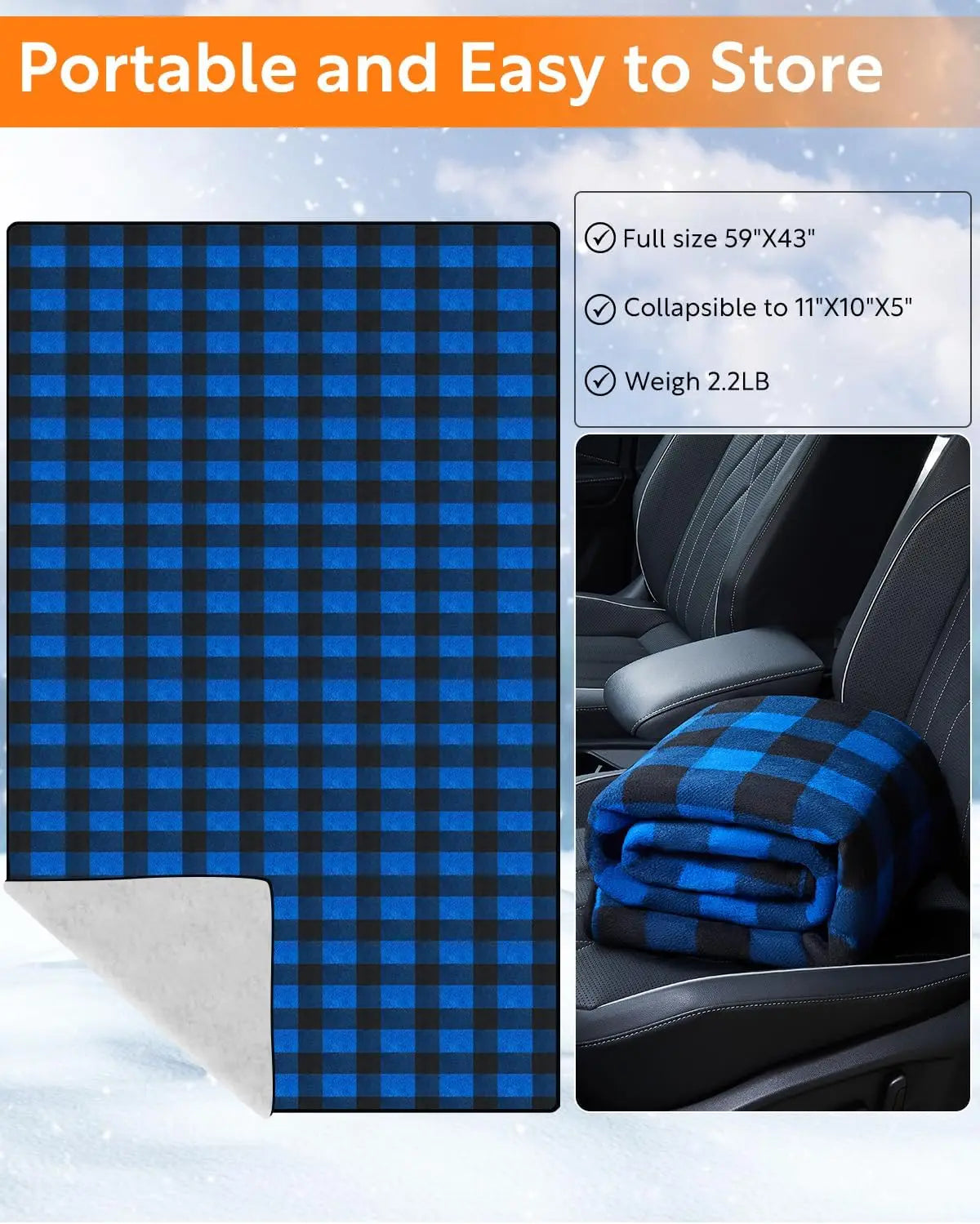 XMSJ 12V Heated Car Blanket With Temperature Controller