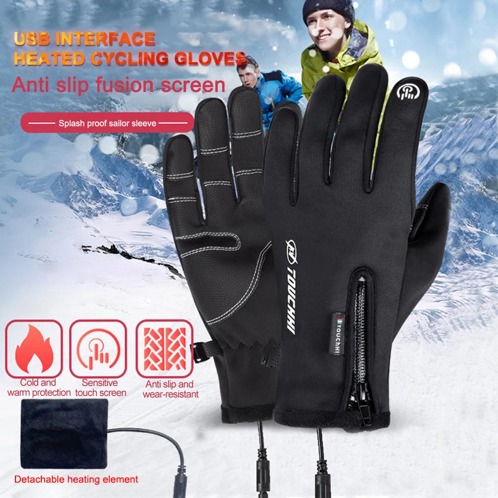 APWIKOGERCN USB Touch Screen Heated Gloves For Winter Sports