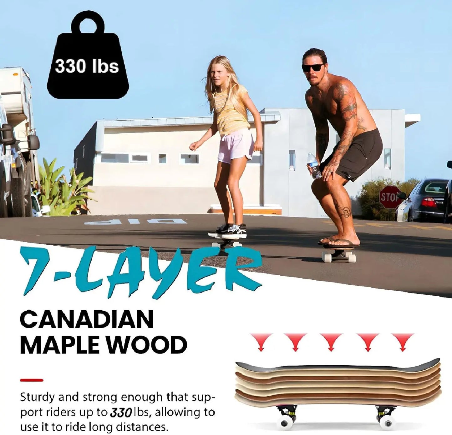 Beginner Skateboard With Maple Deck Double Kick Concave