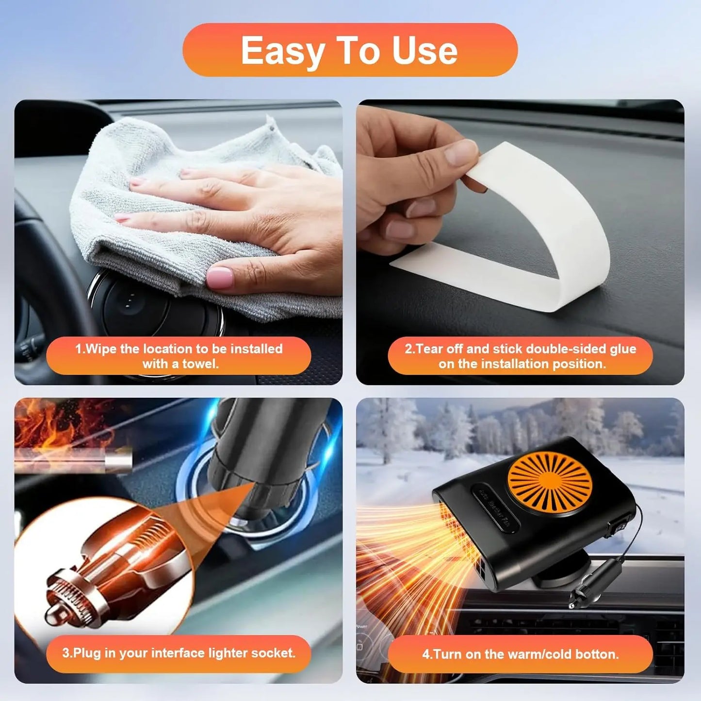 XMSJ Car Heater 200W Rapid Heating 2 In 1 Portable