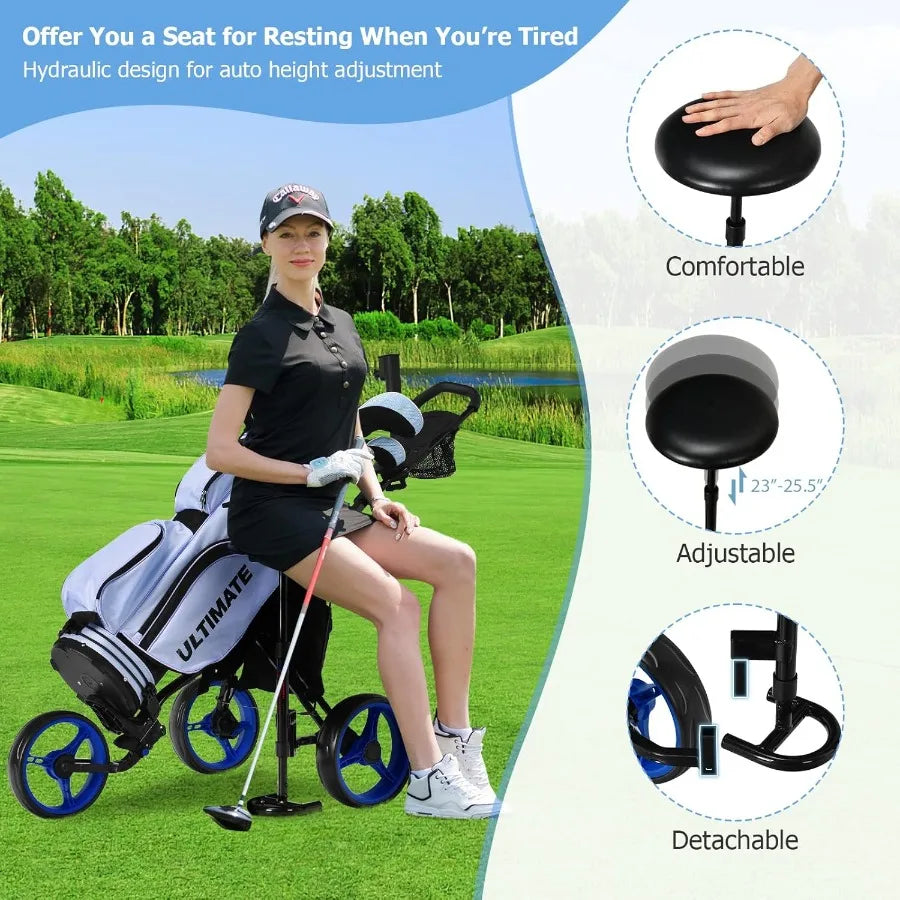 Foldable Golf Push Cart With Sturdy Steel Frame