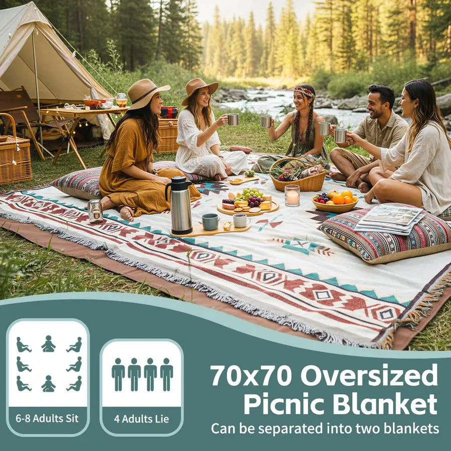 Boho Beach Blanket Towel For Outdoor Picnics And Camping