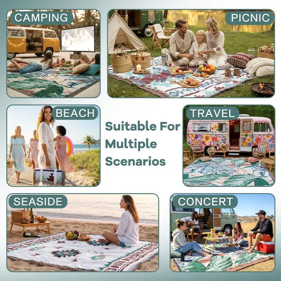 Boho Beach Blanket Towel For Outdoor Picnics And Camping