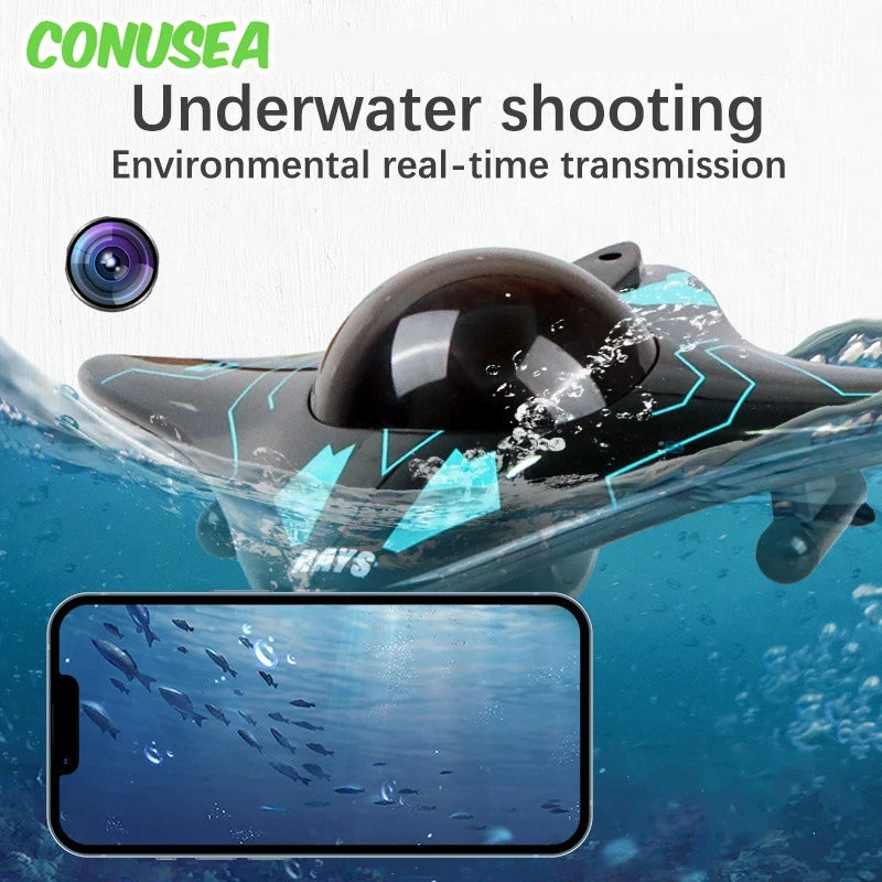 CONUSEA 6Ch RC Boat Submarine With Camera Underwater FPV WiFi