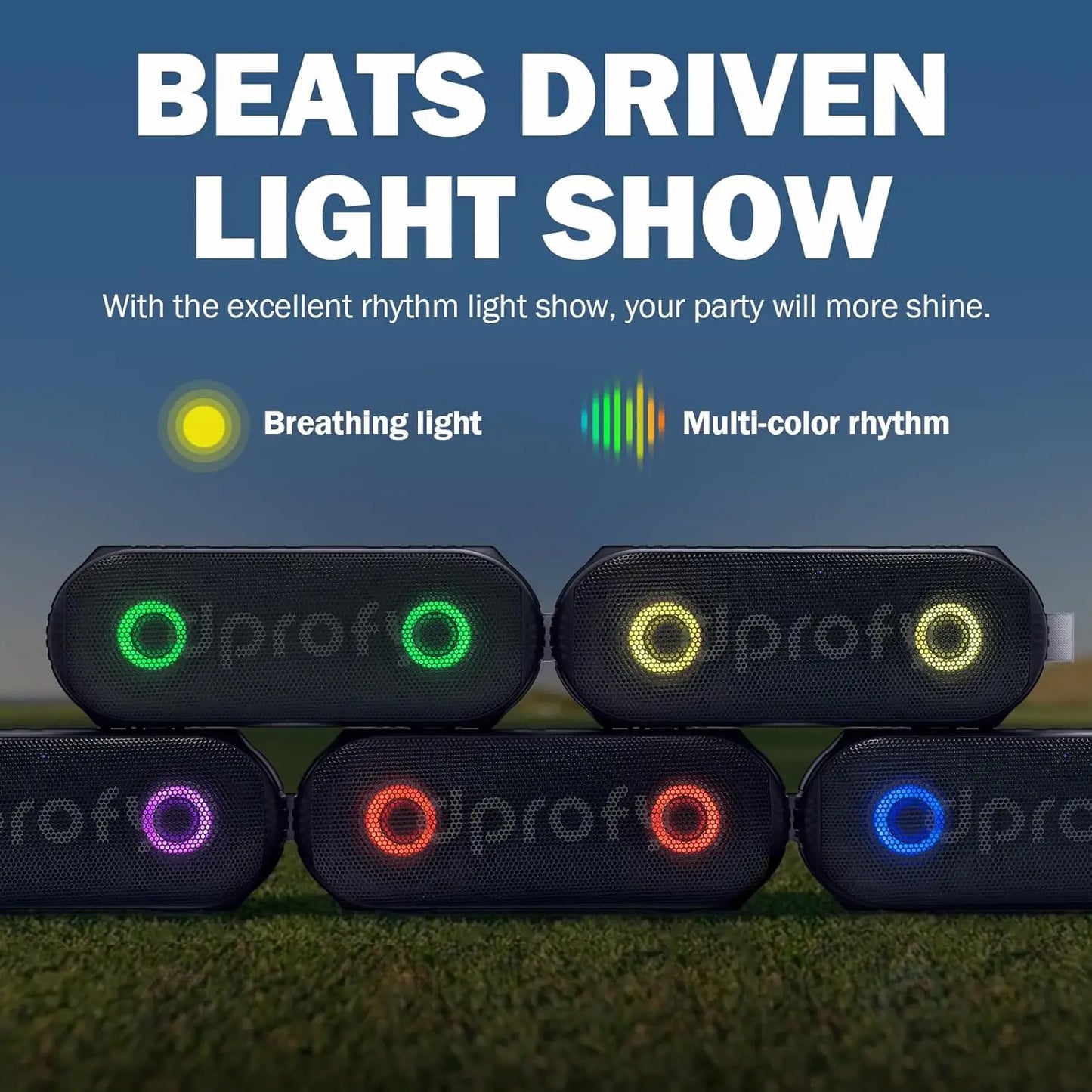 Magnetic Bluetooth Golf Speaker Waterproof Portable Stereo Rich Bass