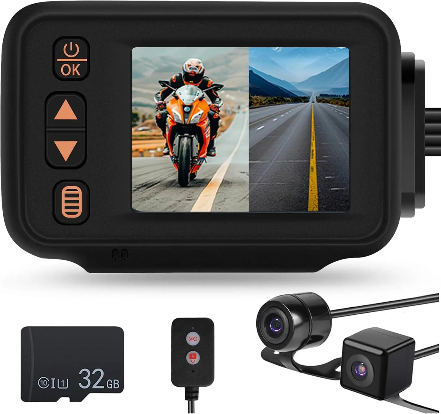 XMSJ Motorcycle Dash Cam Dual Lens 1080P GPS Display Waterproof