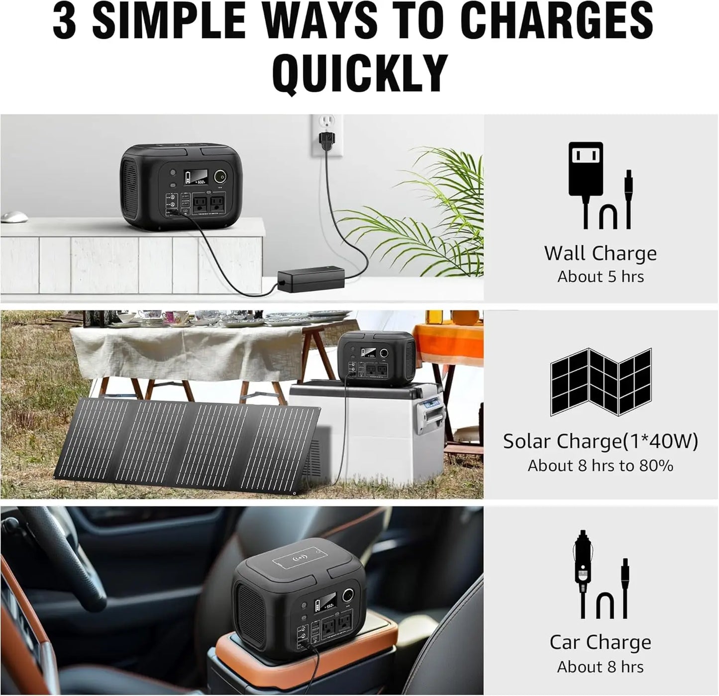 SinKeu 300W Portable Power Station With Solar Panels 260Wh
